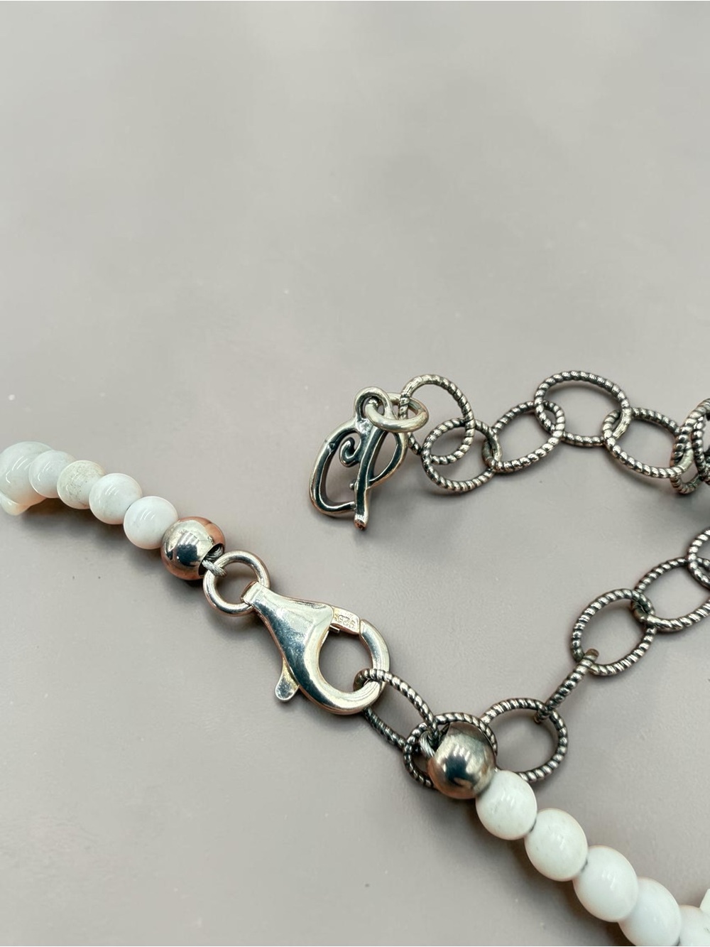 Carolyn Pollack Relios Sterling White Agate Necklace & Earrings Set CP 32”-36” - Picture 6 of 17